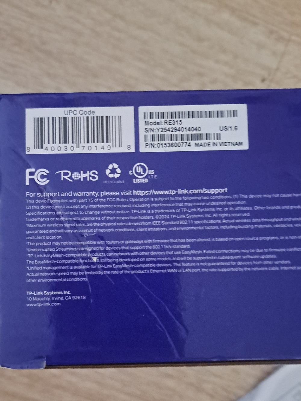 ROUTER TP-Link Mesh Wi‑Fi Extender RE315 — White - Picture 5 of 7